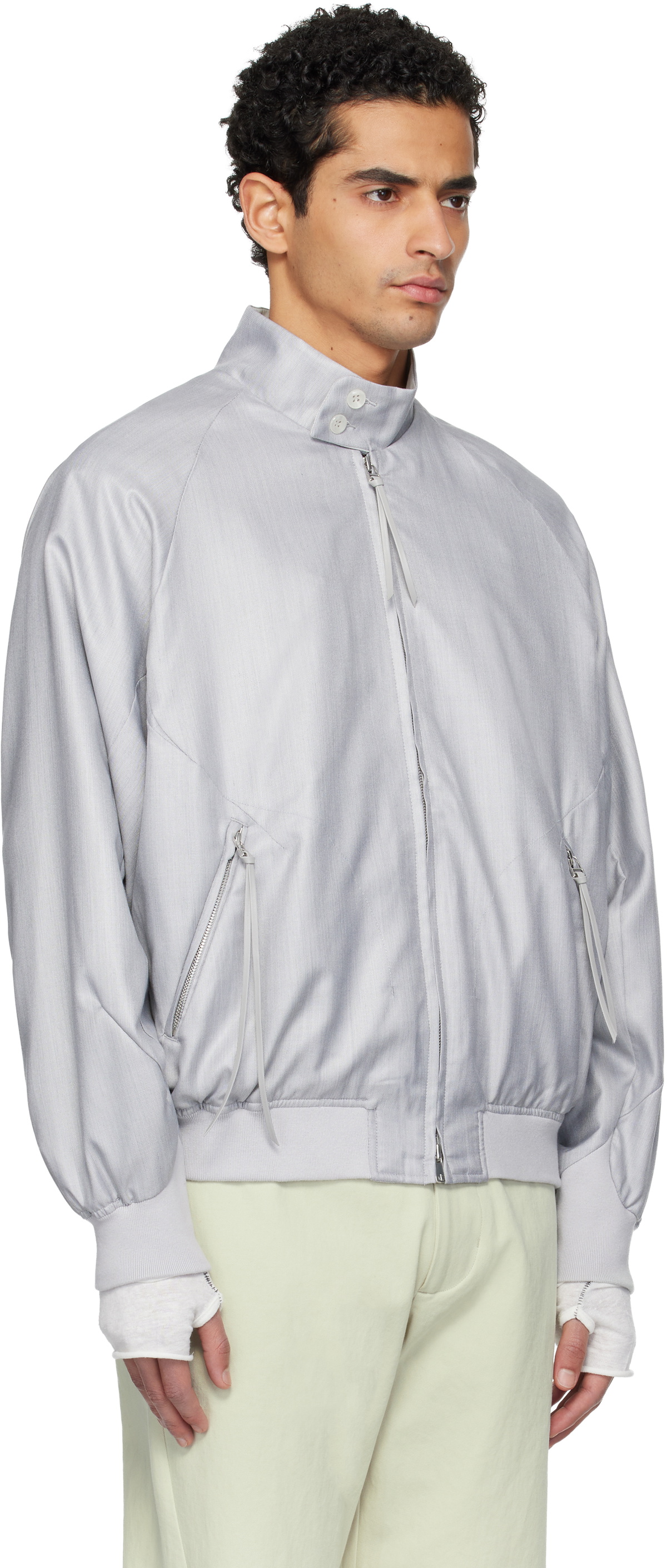 POST ARCHIVE FACTION (PAF) Gray Opening Bomber Jacket
