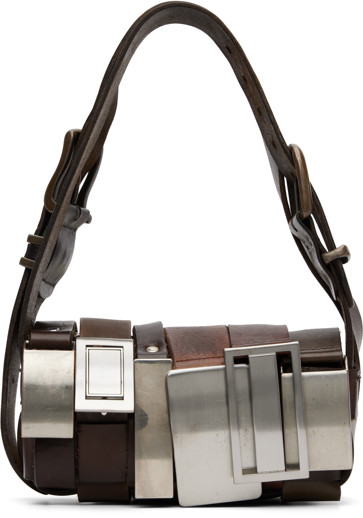 HODAKOVA Brown Buckle Baguette Bag