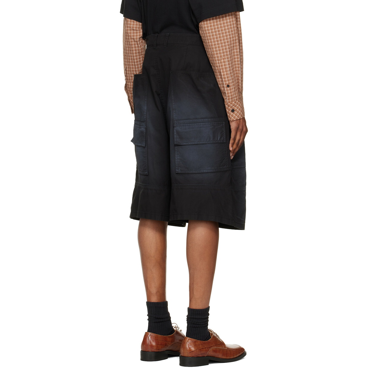 We11done Black Washed Bermuda Cargo Shorts