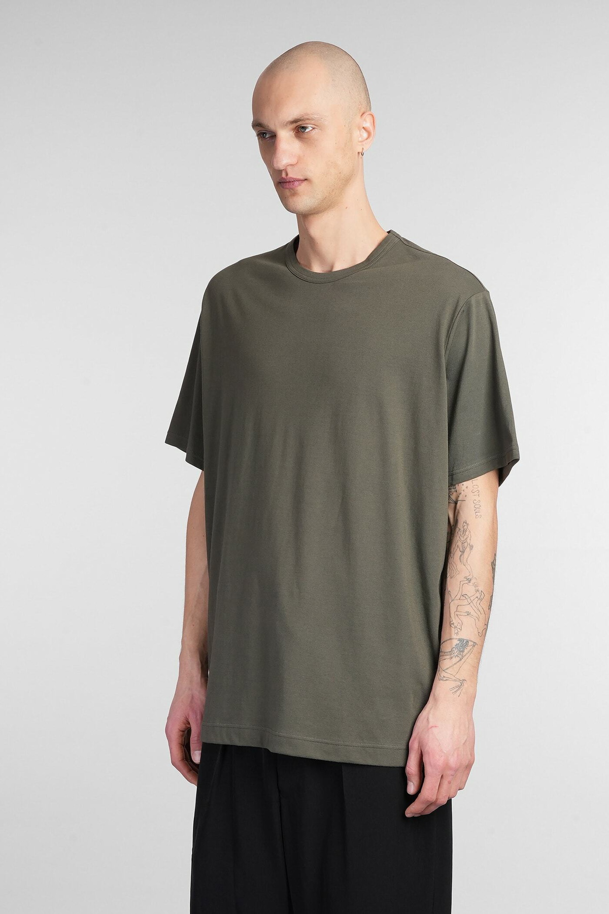 【Yohji Yamamoto ニットTシャツ カーキ】 Yohji Yamamoto T-shirt In Green Cotton Yohji Yamamoto