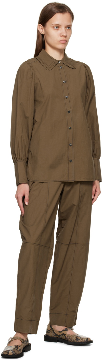 パンツ GANNI Women Trousers F9279886 Brown Tiger's Eye Brown Drapey Melange Pants | GANNI US