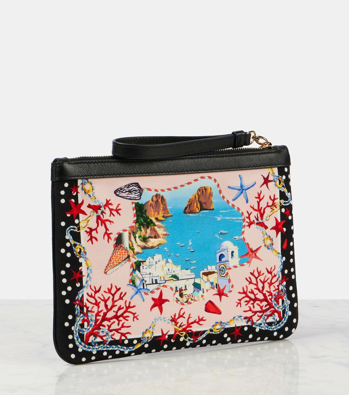 Dolce&Gabbana Capri printed canvas pouch