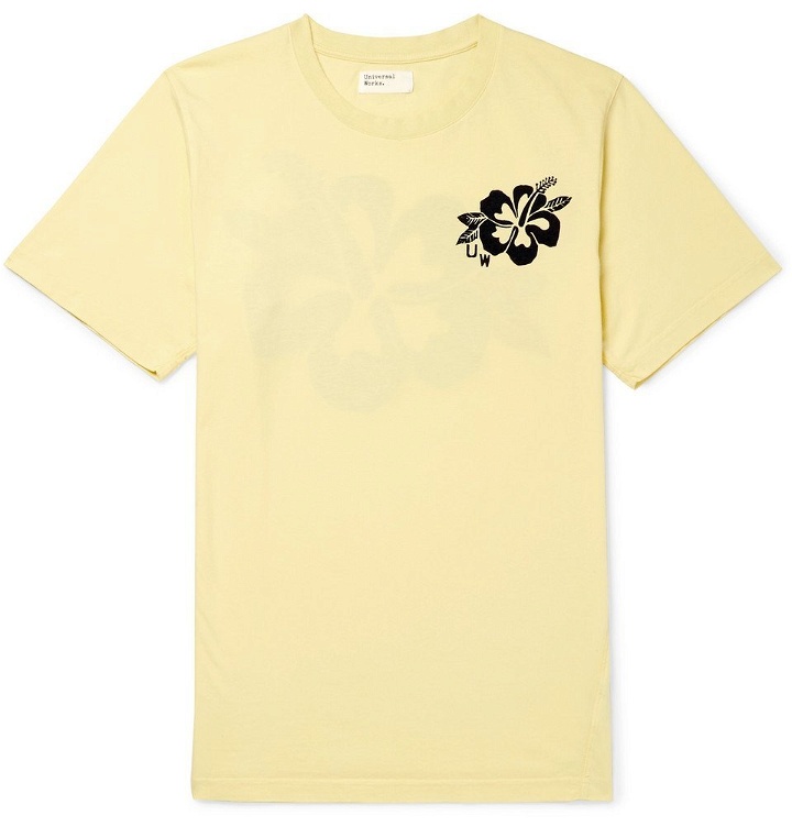 Photo: Universal Works - Printed Cotton-Jersey T-Shirt - Men - Yellow