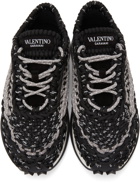 Valentino Garavani Black & Grey Crochet Sneakers