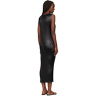 ISSEY MIYAKE Black Glossed Metal Pleats Midi Dress