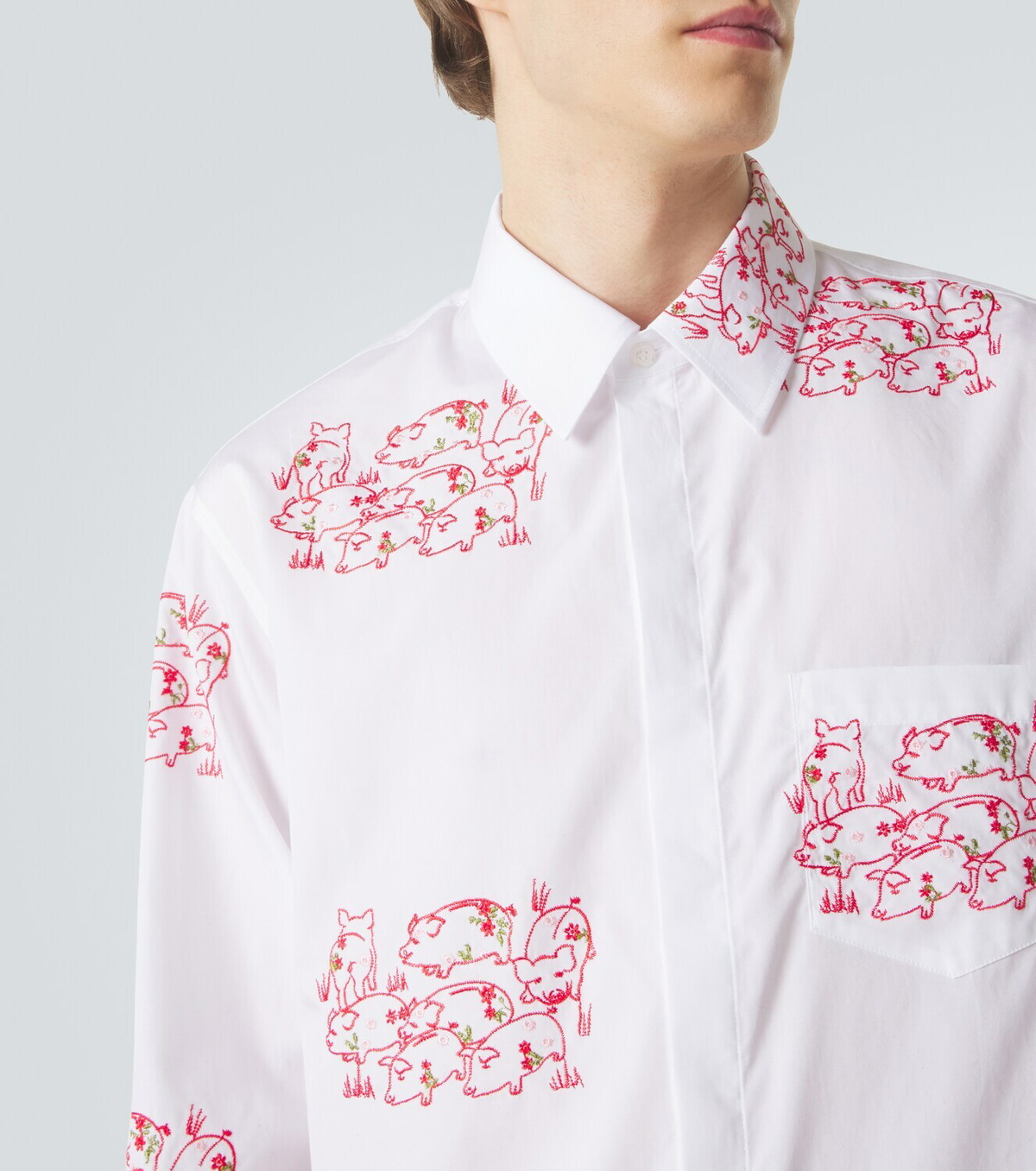 Simone Rocha Embroidered cotton poplin shirt