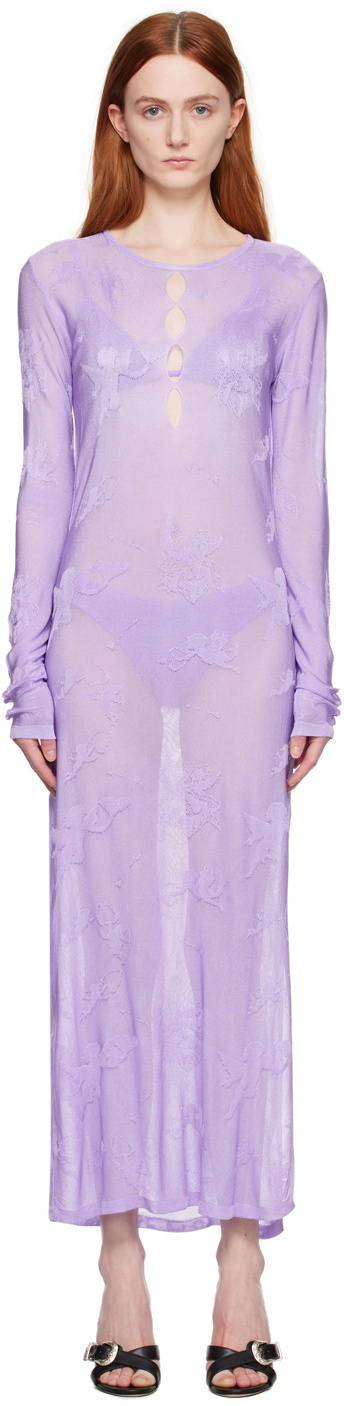 Marco Rambaldi Purple Cutout Midi Dress