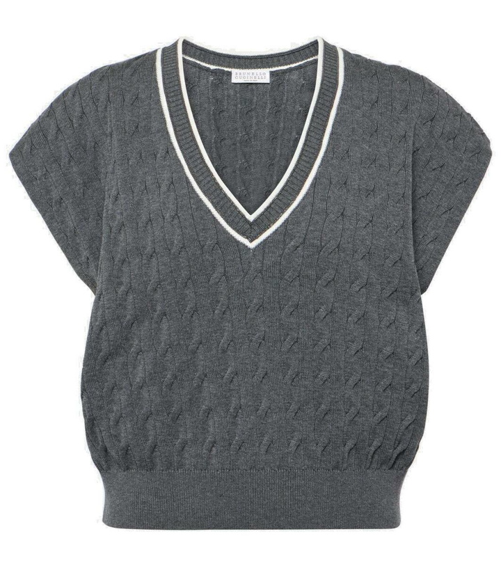 Photo: Brunello Cucinelli Cable-knit cotton sweater vest