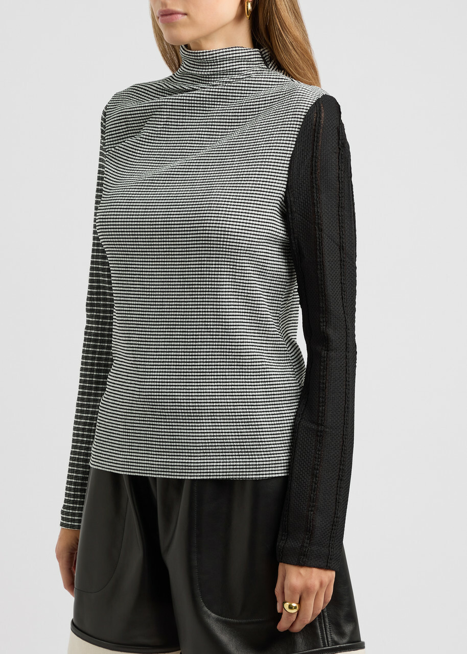 Stine Goya Patchwork Printed Smocked top Black And White