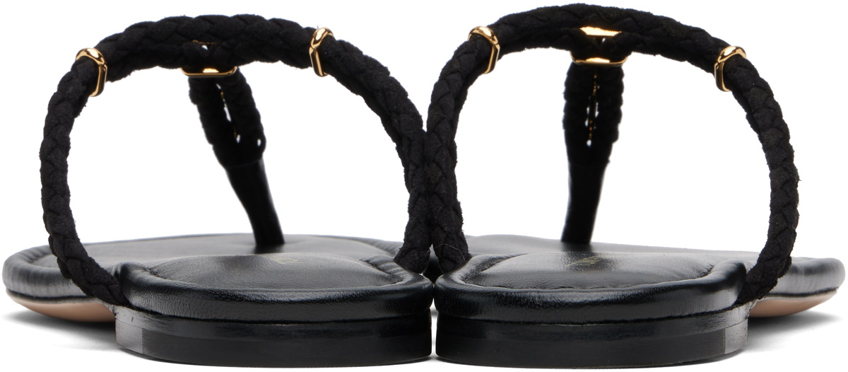 TOM FORD Black Woven Suede Lily Thong Sandals