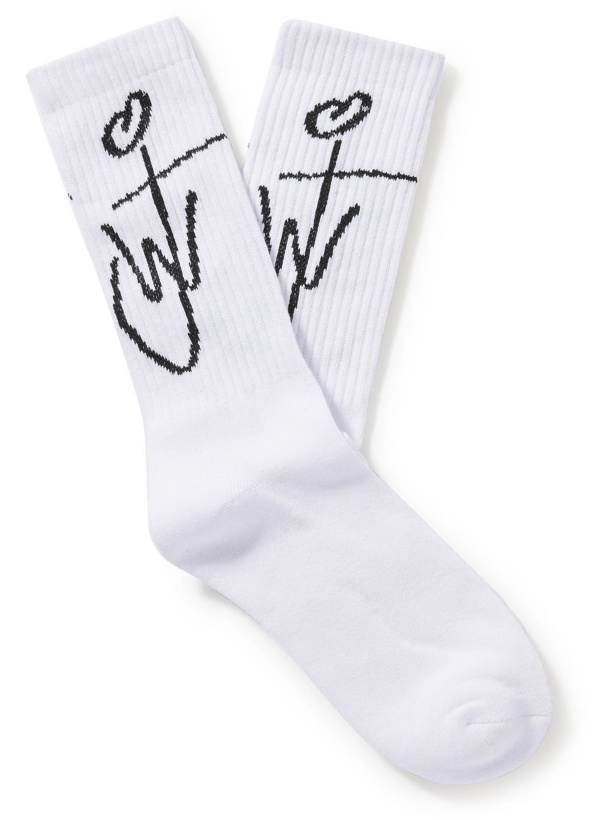 Photo: JW Anderson - Logo-Jacquard Cotton-Blend Socks - White