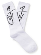 JW Anderson - Logo-Jacquard Cotton-Blend Socks - White
