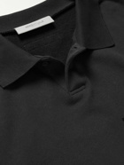 FEAR OF GOD ESSENTIALS - Logo-Flocked Cotton-Jersey Polo Shirt - Black