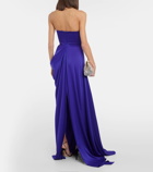 Alex Perry Strapless draped satin gown