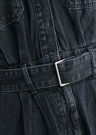Frame The Cocoon Belted Denim Jumpsuit Black