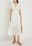 Loveshackfancy Tarragon Embroidered Cotton Midi Dress White