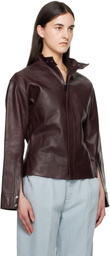 Victoria Beckham Burgundy Sculptural Leather Jacket