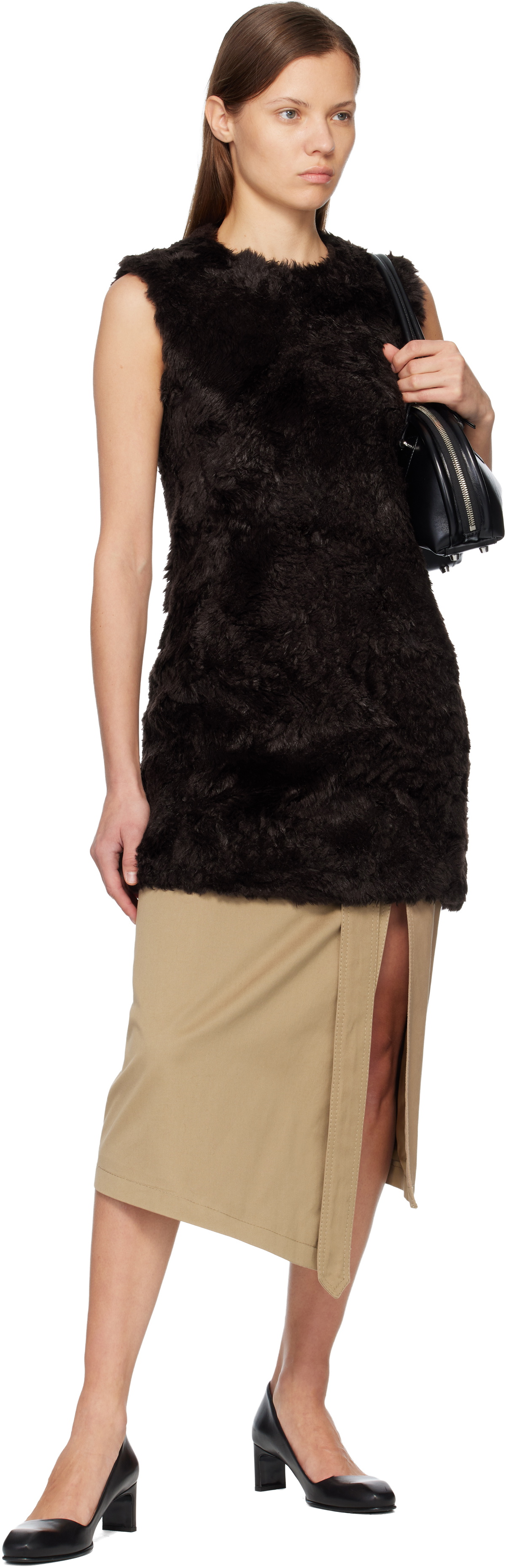 Acne Studios Brown Faux-Fur Minidress