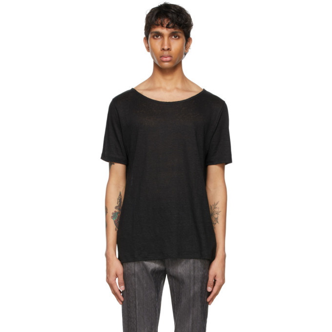 Photo: Saint Laurent Black Linen Bat T-Shirt