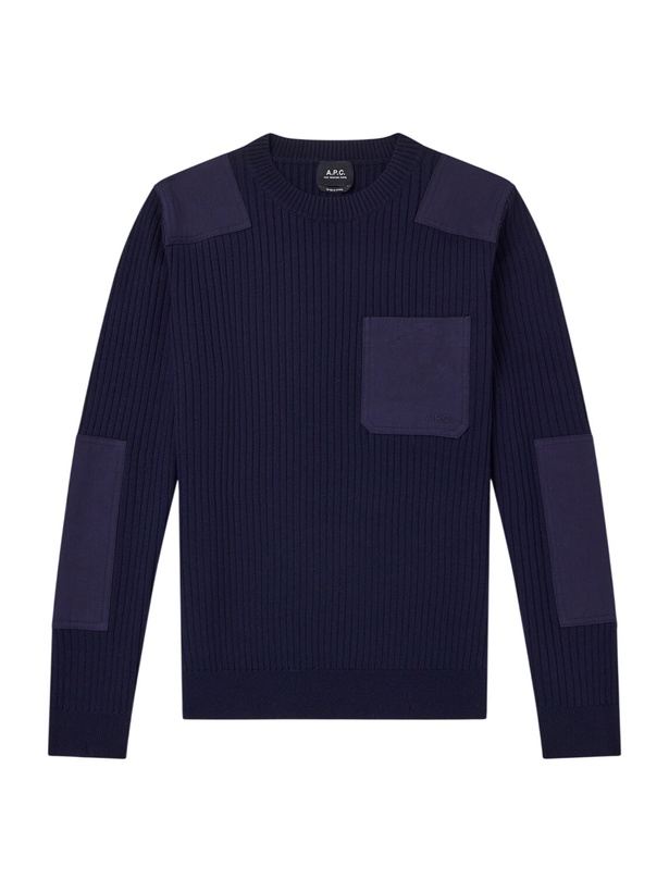 Photo: A.P.C. - Mallarme Ribbed-Knit Virgin Wool Sweater - Blue