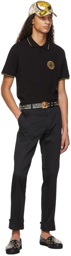 Versace Black & Khaki La Medusa La Greca Print Belt