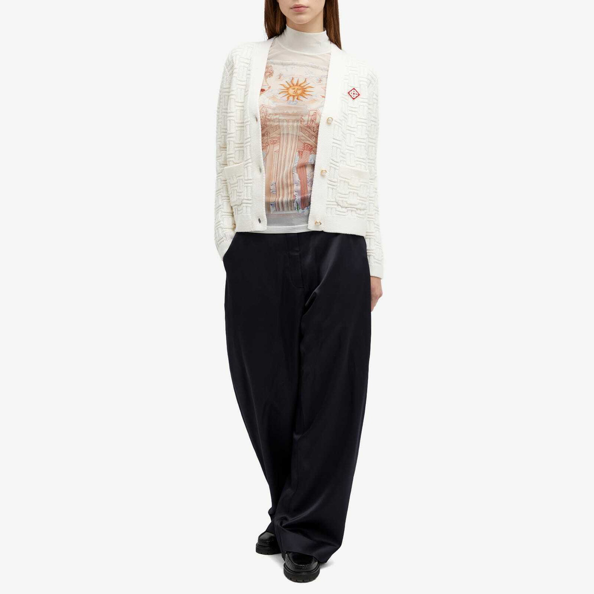 Casablanca Women's Column Stitch Cardigan in White