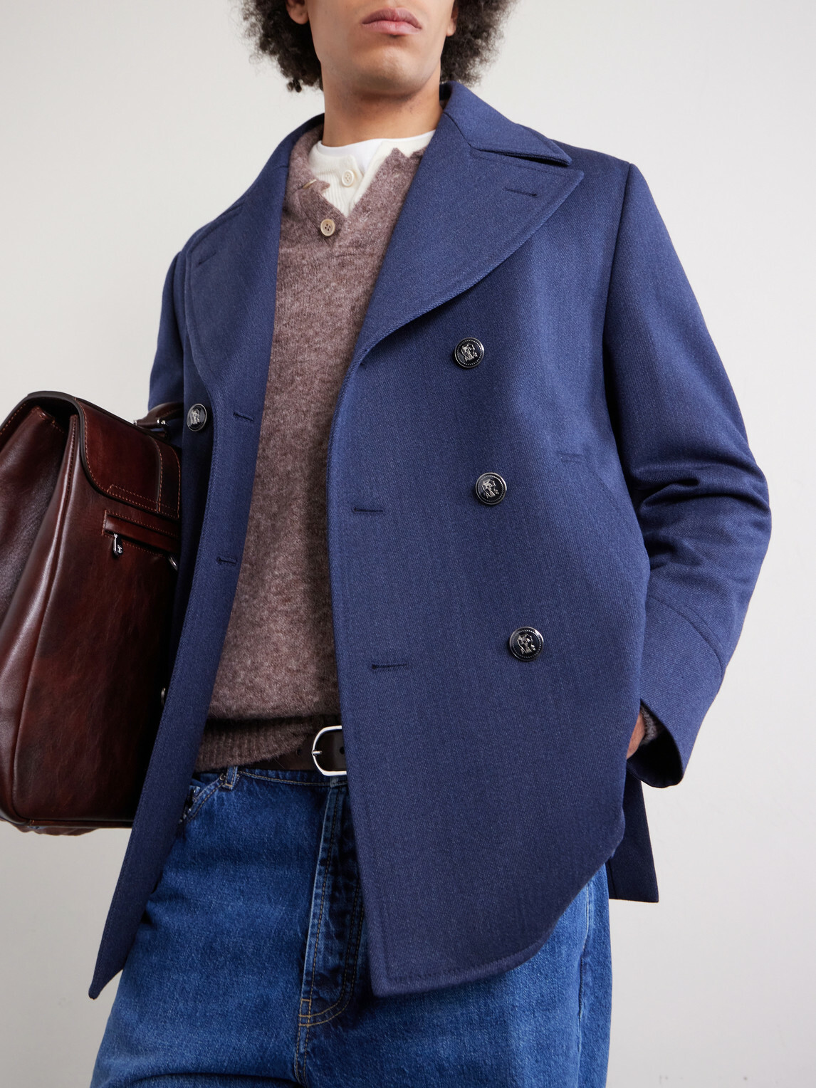 Brunello Cucinelli - Double-Breasted Wool and Silk-Blend Coat - Blue