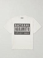 Satoshi Nakamoto - Explicit Codex Logo-Print Distressed Cotton-Jersey T-Shirt - White