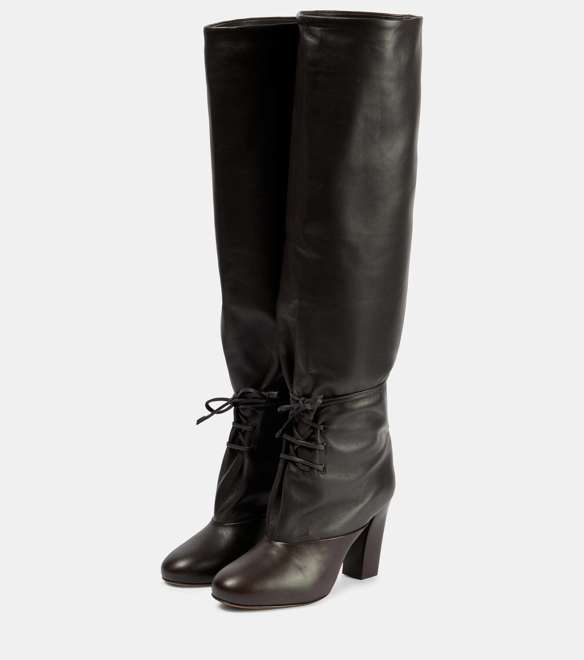 Lemaire Over-the-knee laced leather boots