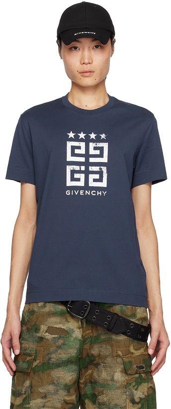 Photo: Givenchy Navy 4G Stars T-Shirt
