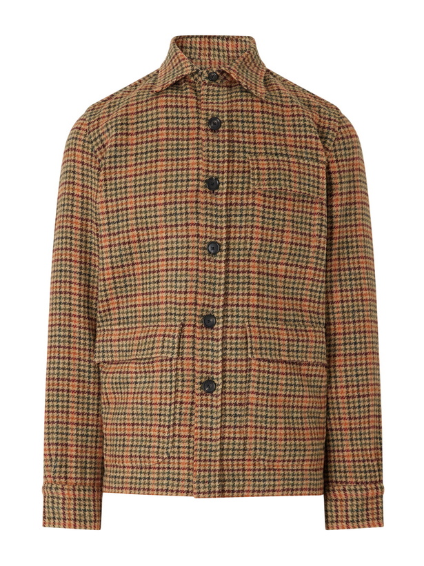 Photo: De Petrillo - Houndstooth Virgin Wool Overshirt - Brown