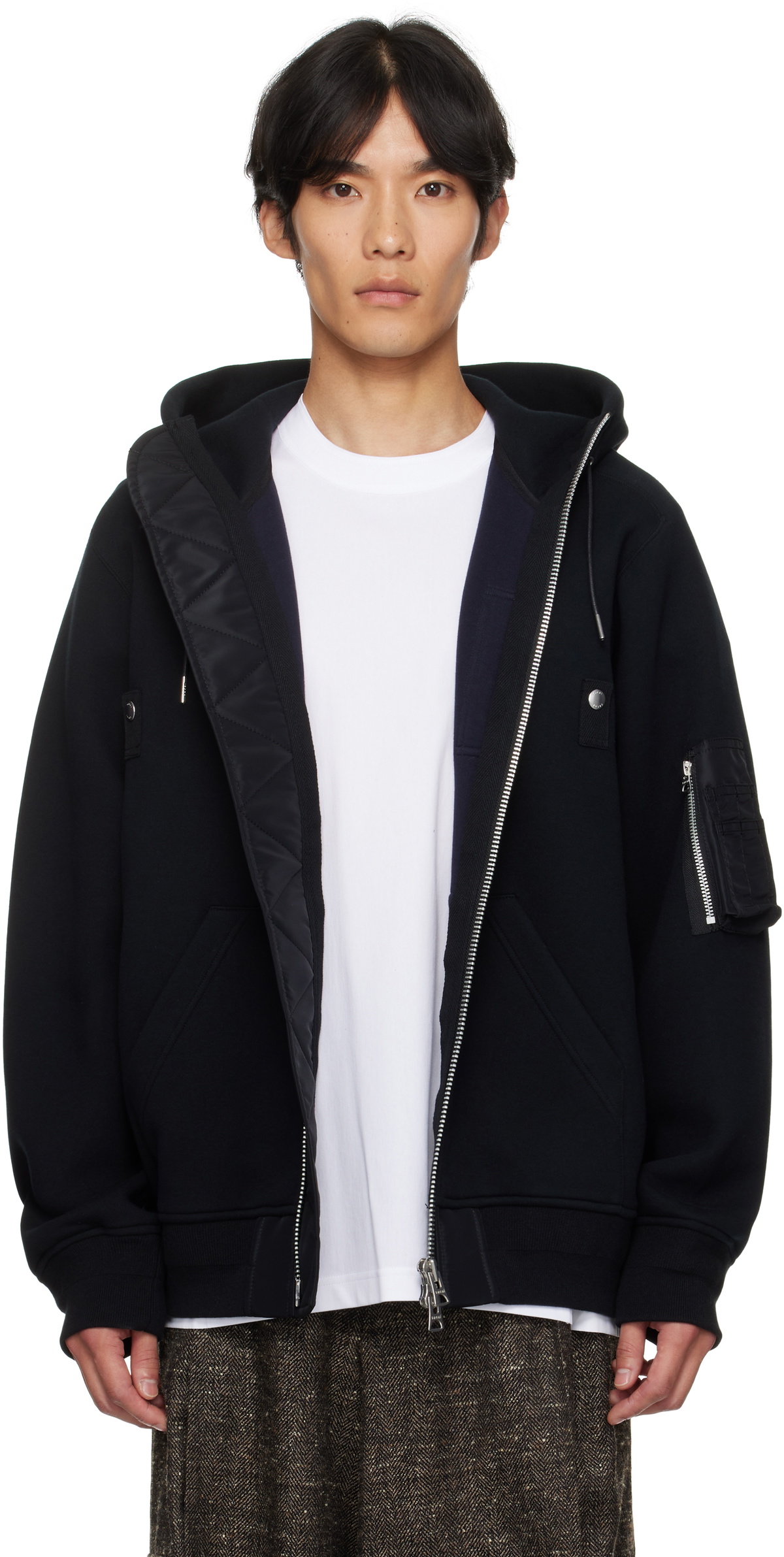 すぐ発送☆【sacai】 Sponge Sweat Hoodie Sacai Sponge Sweat Mixed-Media Cotton-Blend Hoodie | Saks
