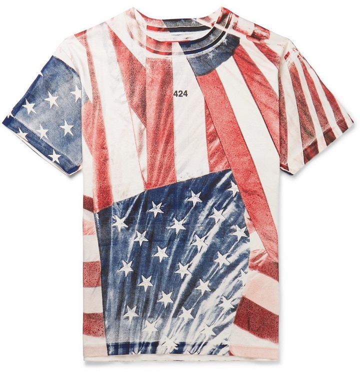 Photo: 424 - Printed Cotton-Jersey T-Shirt - Red