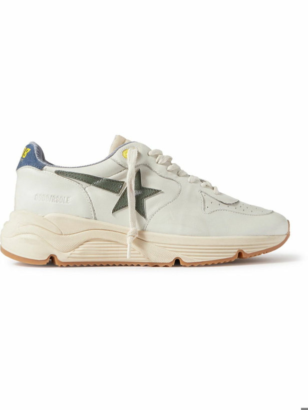 Photo: Golden Goose - Running Sole Distressed Leather, Nylon and Suede Sneakers - White
