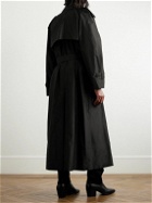 SAINT LAURENT - Belted Silk-Satin Trench Coat - Black