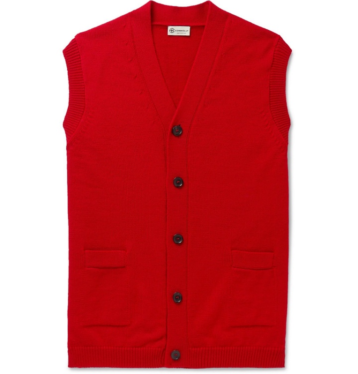 Photo: Connolly - Goodwood Wool and Cashmere-Blend Sweater Vest - Red
