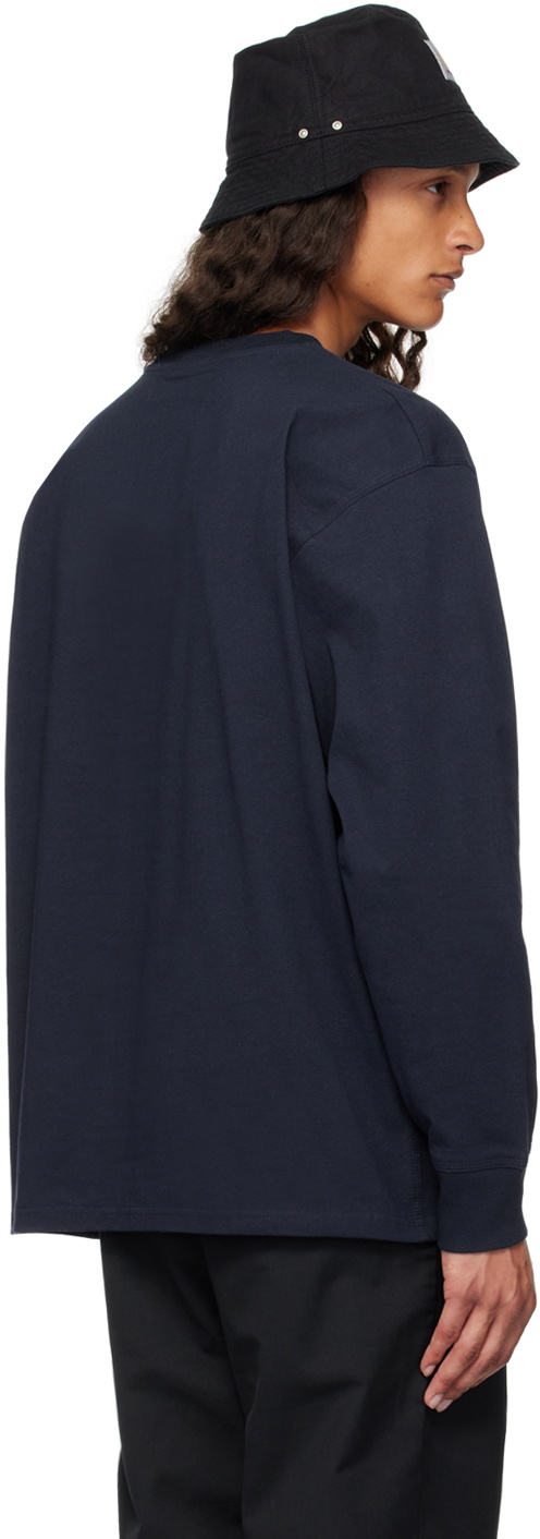 Carhartt Work In Progress Navy American Script Long Sleeve T-Shirt