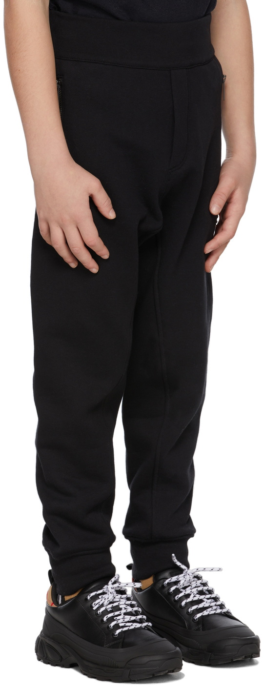 Burberry Kids Black Studded Monogram Jogging Lounge Pants