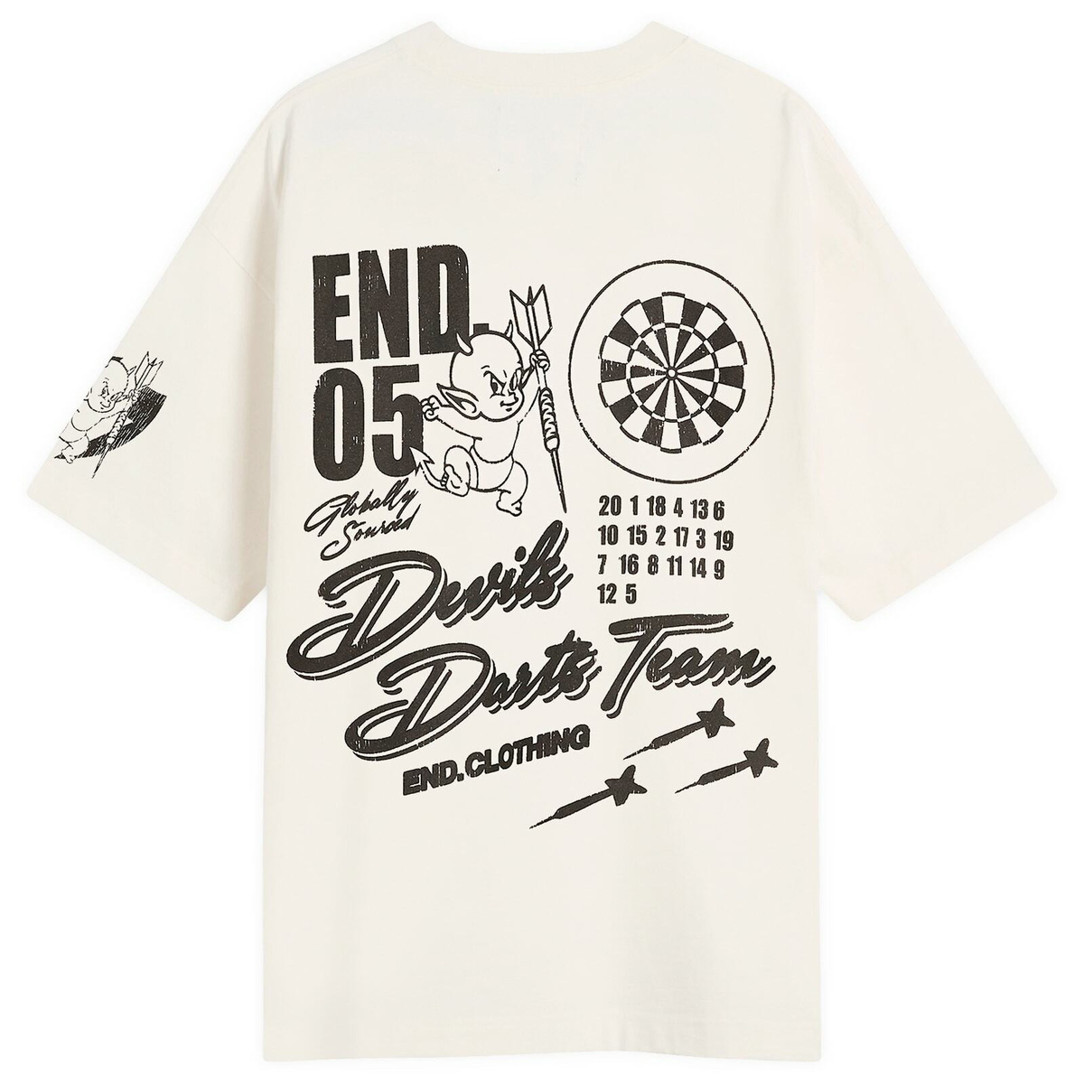 END. Devils Darts Team T-Shirt in Ecru