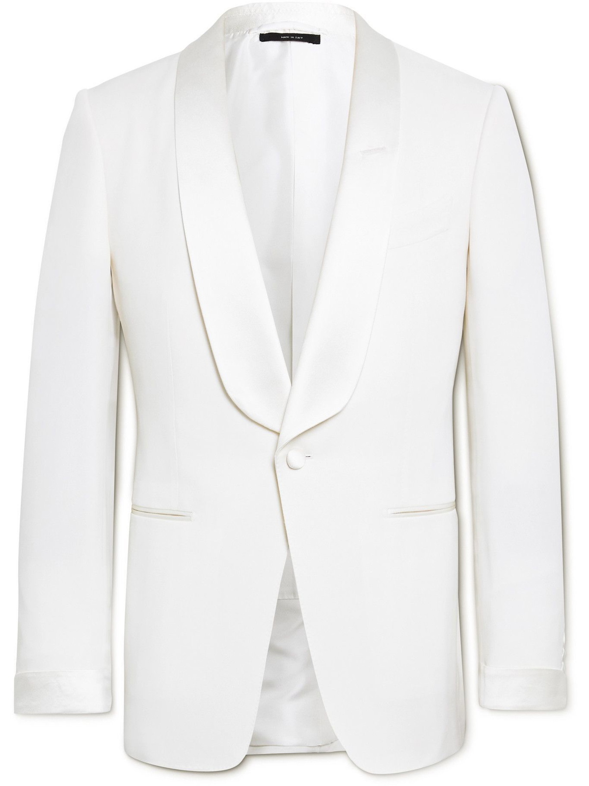 TOM FORD O'Connor Slim-Fit Satin-Trimmed Wool and Mohair-Blend Tuxedo Jacket - White TOM FORD