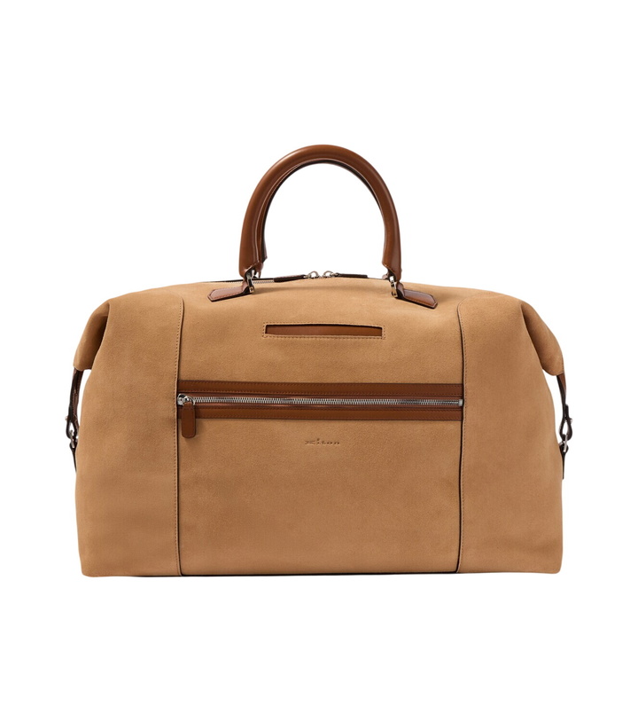 Photo: Kiton Leather-trimmed suede duffel bag