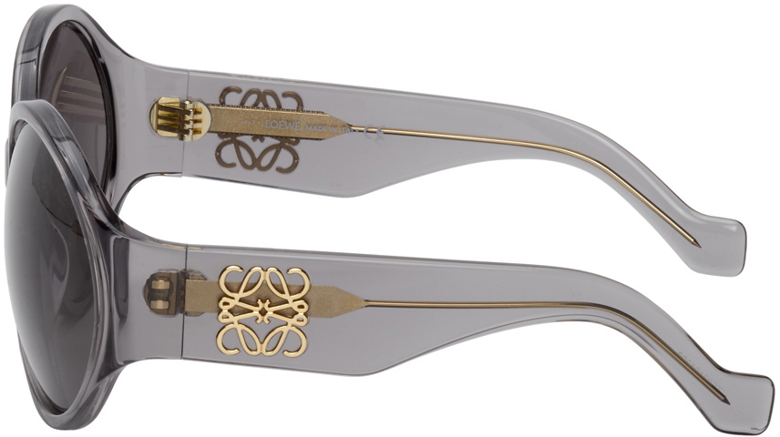 Loewe Gray Round Sunglasses with Gold Emblem Loewe - Anagram round sunglasses Loewe main image 4