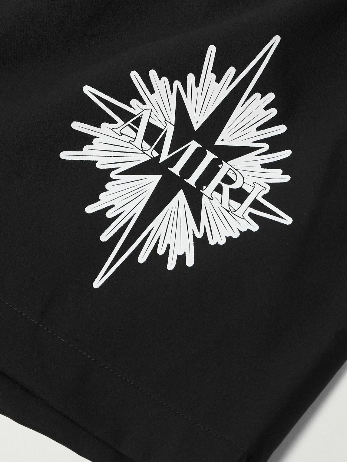 AMIRI - Starburst Straight-Leg Mid-Length Logo-Print Swim Shorts - Black