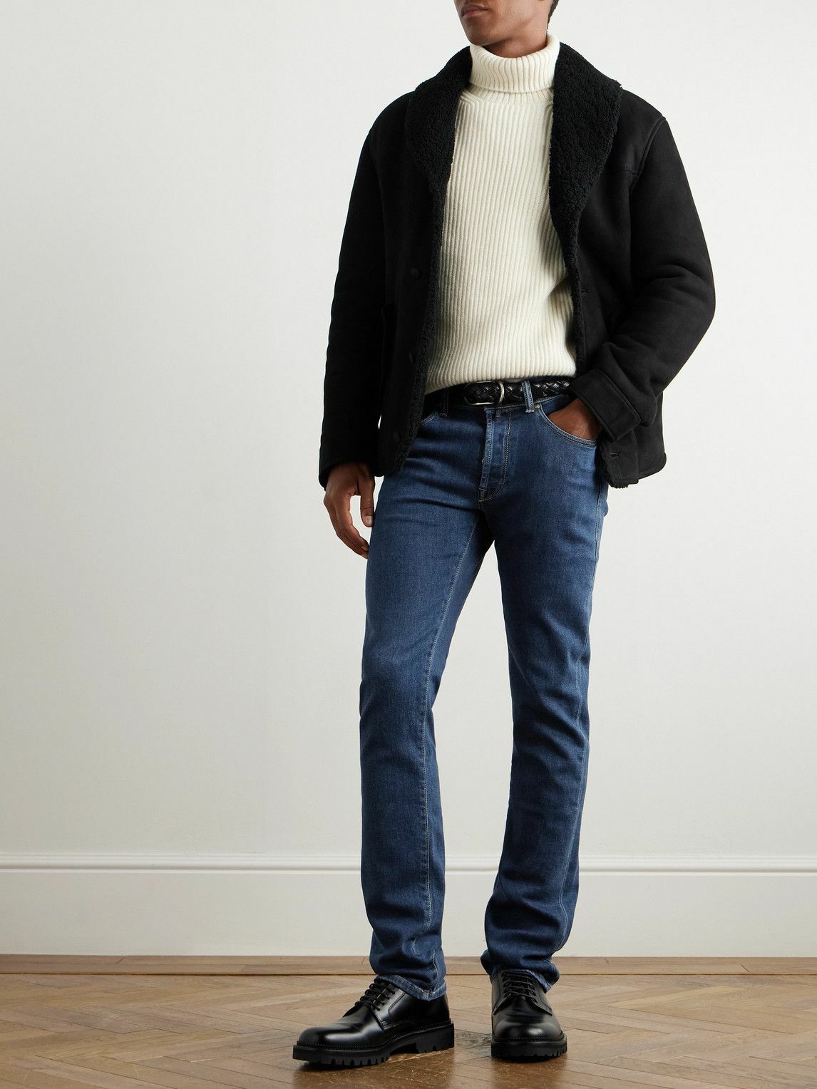 Incotex - Blue Division Slim-Fit Logo-Appliquéd Jeans - Blue