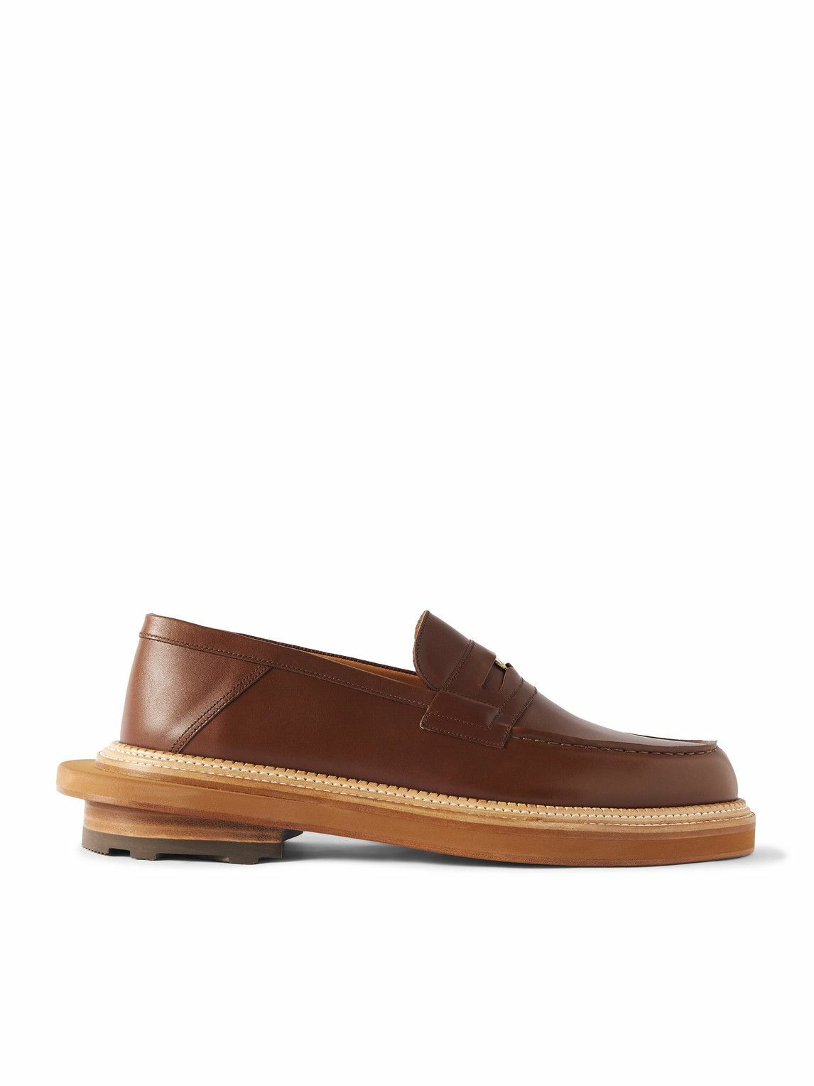 J.M. Weston - Sacai Embellished Leather Loafers - Brown