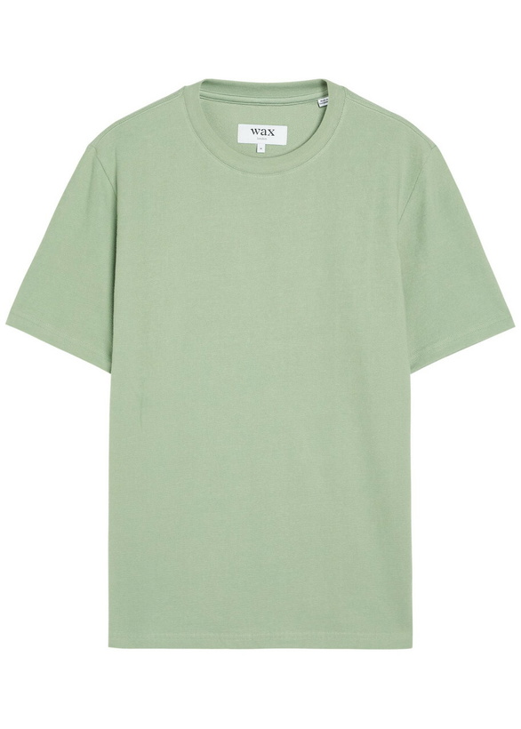 Photo: Wax London Dean Textured-knit Cotton T-shirt Sage