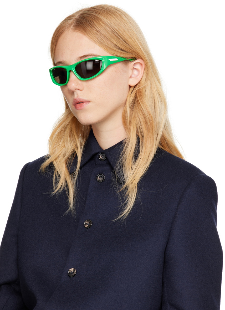 Bottega Veneta Green Cone Wraparound Sunglasses Bottega Veneta