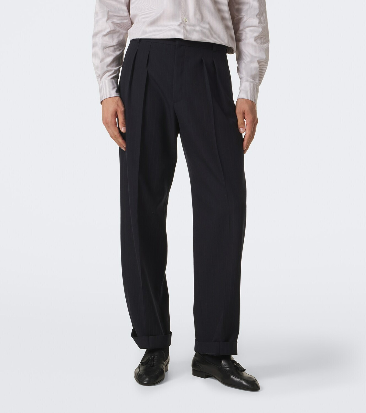 The Row Tavel pleated wool and cashmere straight pants