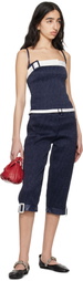 SUPER YAYA Navy Pantacourt With Belts Trousers