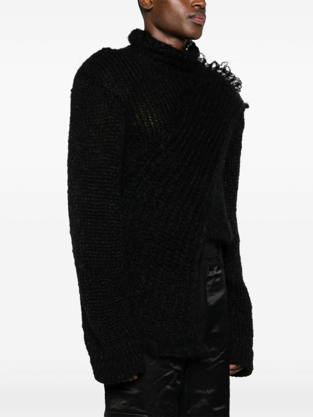 MLGA Black Chunky-Knit Asymmetric Sweater